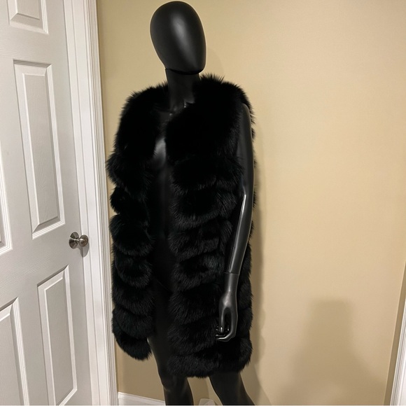 Genuine fox fur vest jacket coat trench winter bomber jacket real fur long vest - Picture 3 of 17